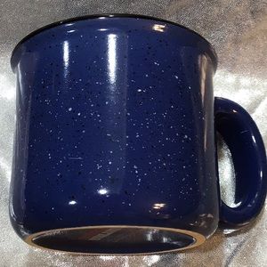 Marlboro ceramic coffee mug, blue enamel speckle pattern